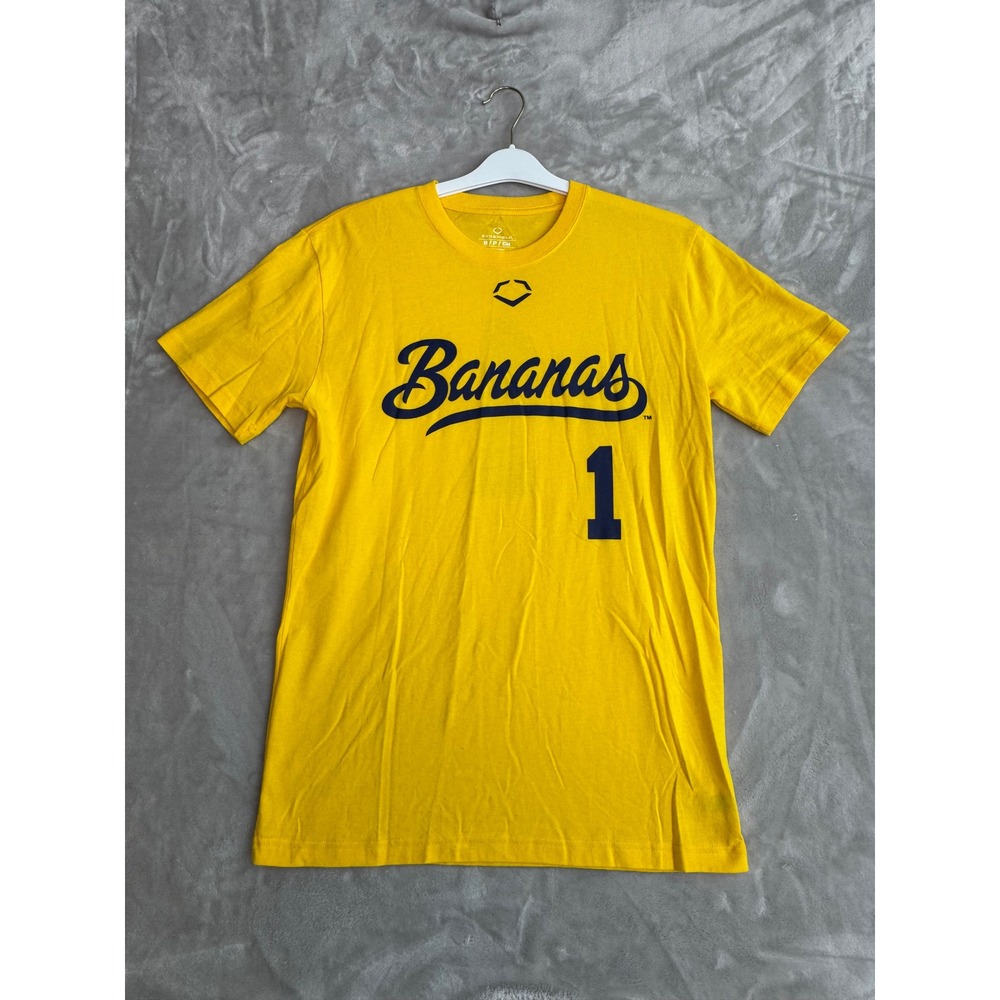 EvoShield Savannah Bananas Baseball Graphic T-Shirt Yellow Mens Small Number 1